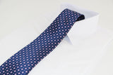 Mens Navy With Light Pink Flower Patterned 8cm Neck Tie
