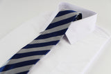 Mens Blue & Grey Thick Striped Patterned 8cm Neck Tie