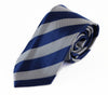 Mens Blue & Grey Thick Striped Patterned 8cm Neck Tie