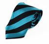 Mens Turquoise & Black Thick Striped Patterned 8cm Neck Tie