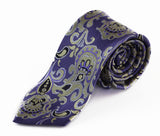 Mens Purple & Light Yellow Unique Paisley Patterned 8cm Neck Tie