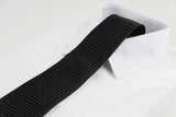 Mens Black With White Mini Polka Dots Patterned 8cm Neck Tie