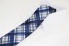 Mens Navy & Silver Check Striped Patterned 8cm Neck Tie
