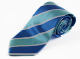Mens Blue & Arctic Blue Striped Patterned 8cm Neck Tie