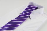 Mens Purple & White Striped Patterned 8cm Neck Tie