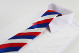 Mens White, Blue & Red Striped Patterned 8cm Neck Tie