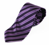 Mens Purple & Dark Purple Striped Patterned 8cm Neck Tie
