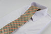 Mens Lime, Brown & Orange Striped Patterned 8cm Neck Tie