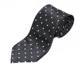 Mens Black With White  Polka Dots Patterned 8cm Neck Tie