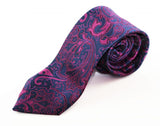 Mens Navy & Magenta Boho Paisley Patterned 8cm Neck Tie