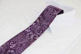 Mens Purple & Violet Boho Paisley Patterned 8cm Neck Tie