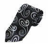 Mens Black With Silver Swirls Patterned 8cm Neck Tie