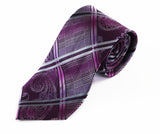 Mens Purple & Silver Patterned 8cm Neck Tie