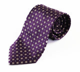 Mens Purple & Champagne Floral Patterned 8cm Neck Tie