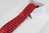 Mens Red & Silver Small Paisley Patterned 8cm Neck Tie