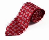 Mens Red & Silver Small Paisley Patterned 8cm Neck Tie
