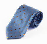 Mens Baby Blue & Orange Mini Polka Dot Patterned 8cm Neck Tie
