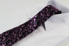 Mens Black With Purple Leaves Patterned 8cm Neck Tie