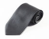 Mens Silver & Black Thin Diagonal Striped Patterned 8cm Neck Tie