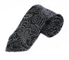 Mens Black & Silver Boho Paisley Patterned 8cm Neck Tie