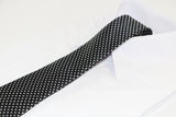Mens Black & Silver Tiny Polka Dots Patterned 8cm Neck Tie