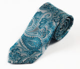 Mens Light Blue & White Boho Paisley Patterned 8cm Neck Tie