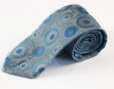 Mens Silver & Light Blue Circle Patterned 8cm Neck Tie