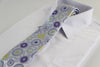 Mens Silver & Purple Circle Patterned 8cm Neck Tie
