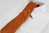 Mens Orange & Brown Paisley Patterned 8cm Neck Tie