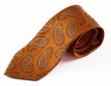 Mens Orange & Brown Paisley Patterned 8cm Neck Tie