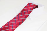 Mens Dark Red And Navy Striped Patterned 8cm Neck Tie