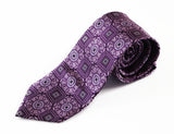 Mens Purple Circles & Squares Patterned 8cm Neck Tie