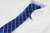 Mens Blue, Grey & Dark Pink Striped Patterned 8cm Neck Tie