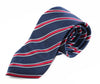 Mens Navy, Red And White Striped Patterned 8cm Neck Tie