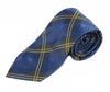 Mens Navy Blue & Yellow Plaid Striped Patterned 8cm Neck Tie