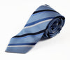 Mens Baby Blue & Black Striped Patterned 8cm Neck Tie