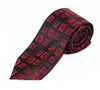 Mens Red & Black Square Box Patterned 8cm Neck Tie