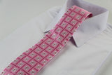 Mens Light Pink With Silver Squares Patterned 8cm Neck Tie
