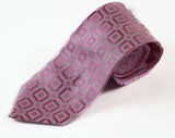 Mens Light Pink With Silver Squares Patterned 8cm Neck Tie