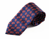 Navy & Orange Floating Paisley Design Patterned 8cm Neck Tie