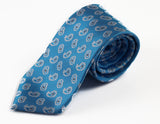Mens Sky Blue Floating Paisley Design Patterned 8cm Neck Tie