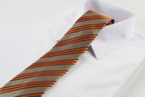 Mens Gold & Orange Striped Patterned 8cm Neck Tie