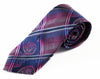 Mens Blue & Pink Stripes & Squares Patterned 8cm Neck Tie