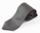 Mens Gold, Black & White Striped Patterned 8cm Neck Tie
