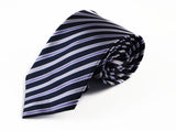 Mens Navy & Purple Striped Patterned 8cm Neck Tie