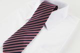 Mens Navy, Red & White Striped Patterned 8cm Neck Tie