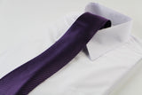 Mens Dark Purple & Black Striped Patterned 8cm Neck Tie