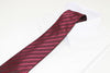 Mens Burgundy & Black Elegant Striped Patterned 8cm Neck Tie