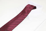 Mens Burgundy & Black Elegant Striped Patterned 8cm Neck Tie