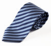 Mens Navy, Light Blue & White Striped Patterned 8cm Neck Tie